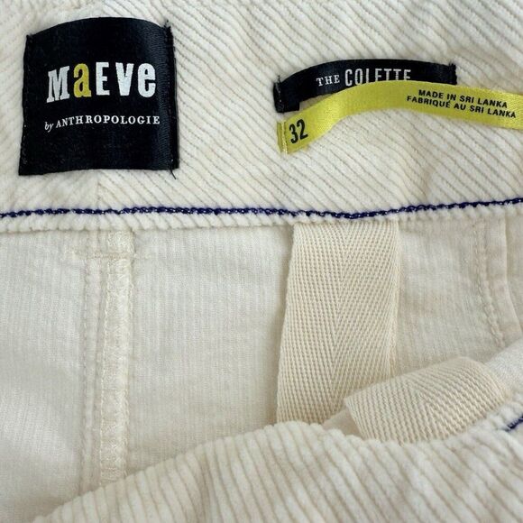 Anthropologie Maeve Colette Corduroy Cropped Wide Leg Pants Women’s 32 Ivory NWT - Picture 12 of 13